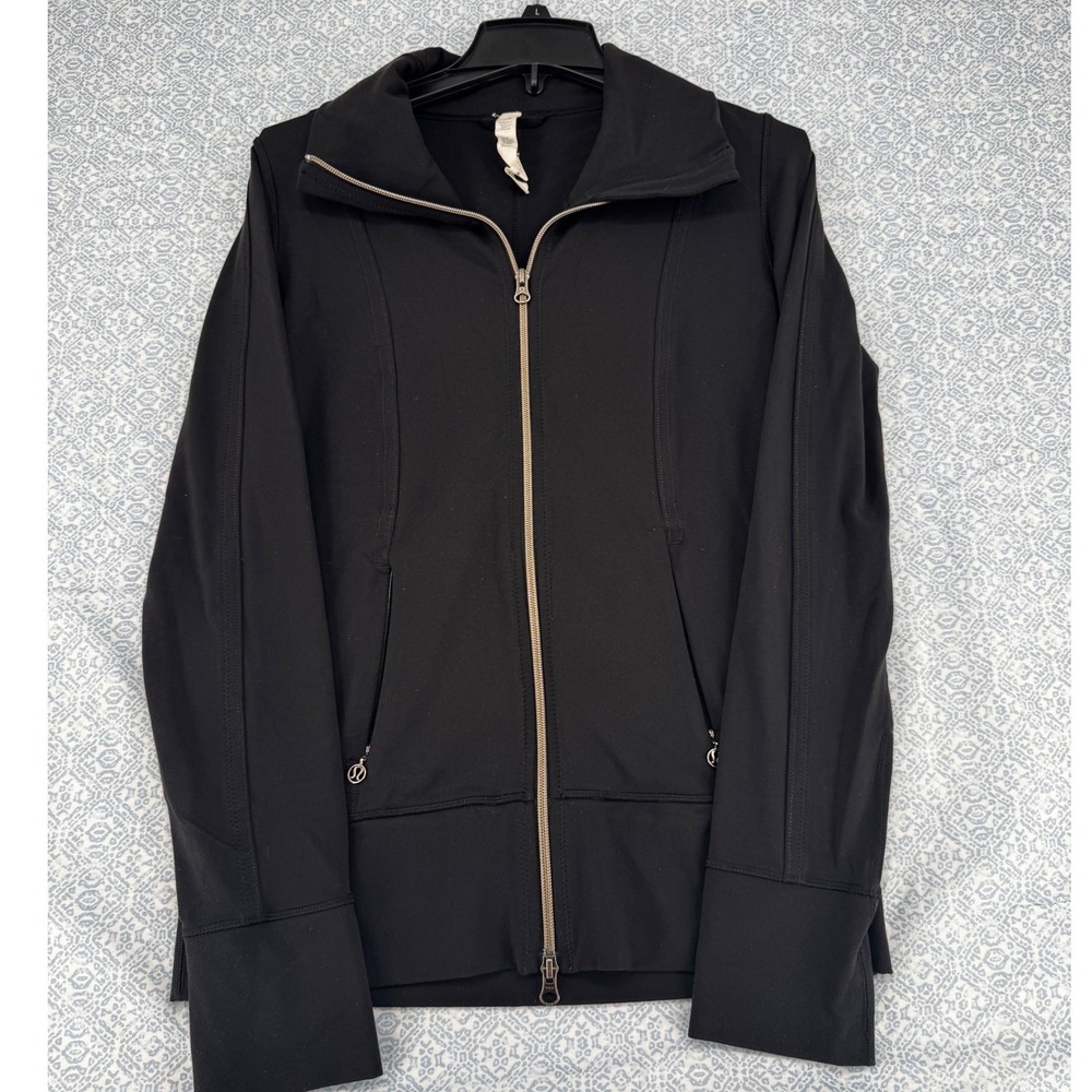 Lululemon Athletica Forme Jacket Black Full Zip Yoga Running Coat Women Size 8